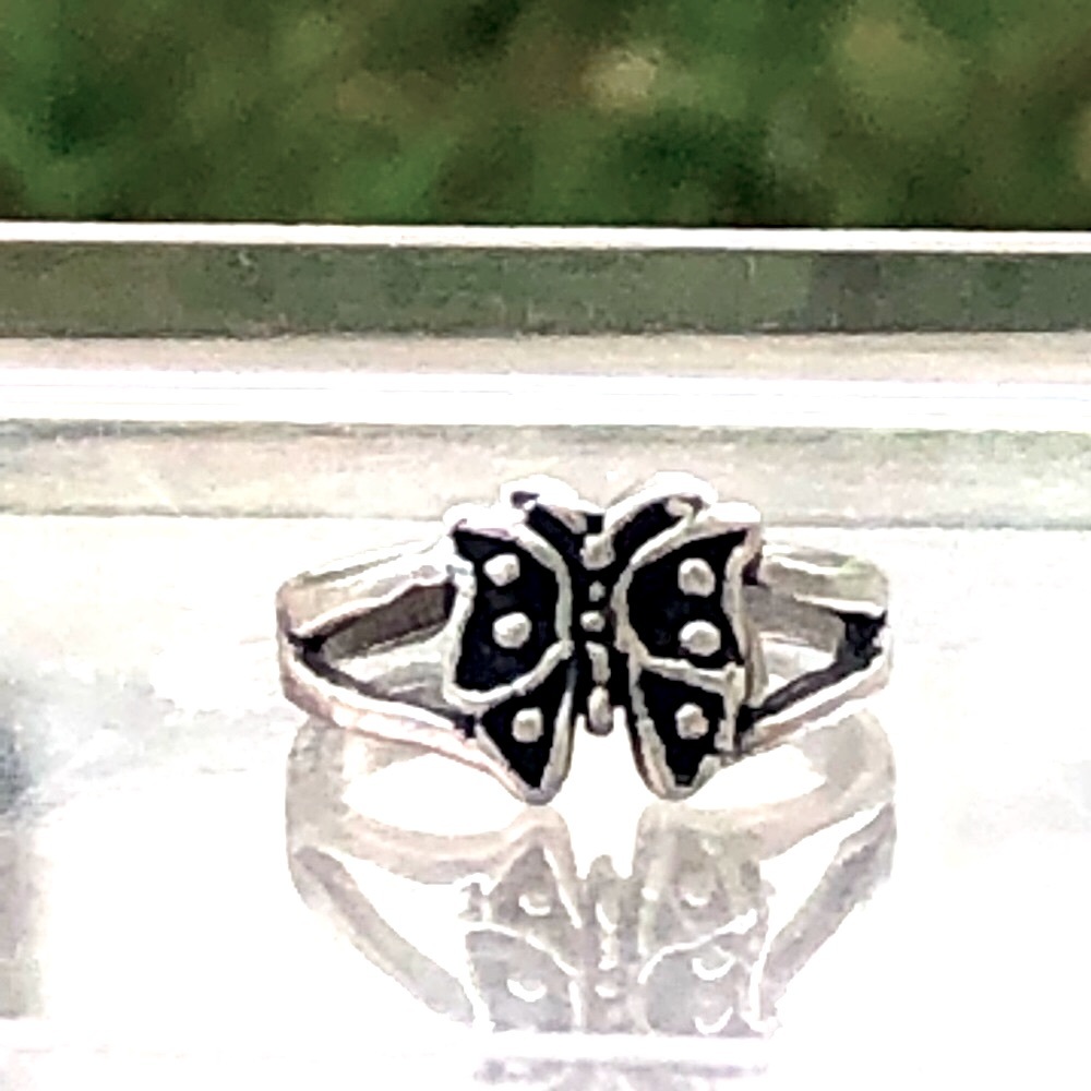 Butterfly Toe Ring 925 Oxidized Sterling Silver Adjustable Toe Ring